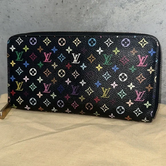 Louis Vuitton multicolor noir zippy zip around wallet murakami - Picture 2 of 11